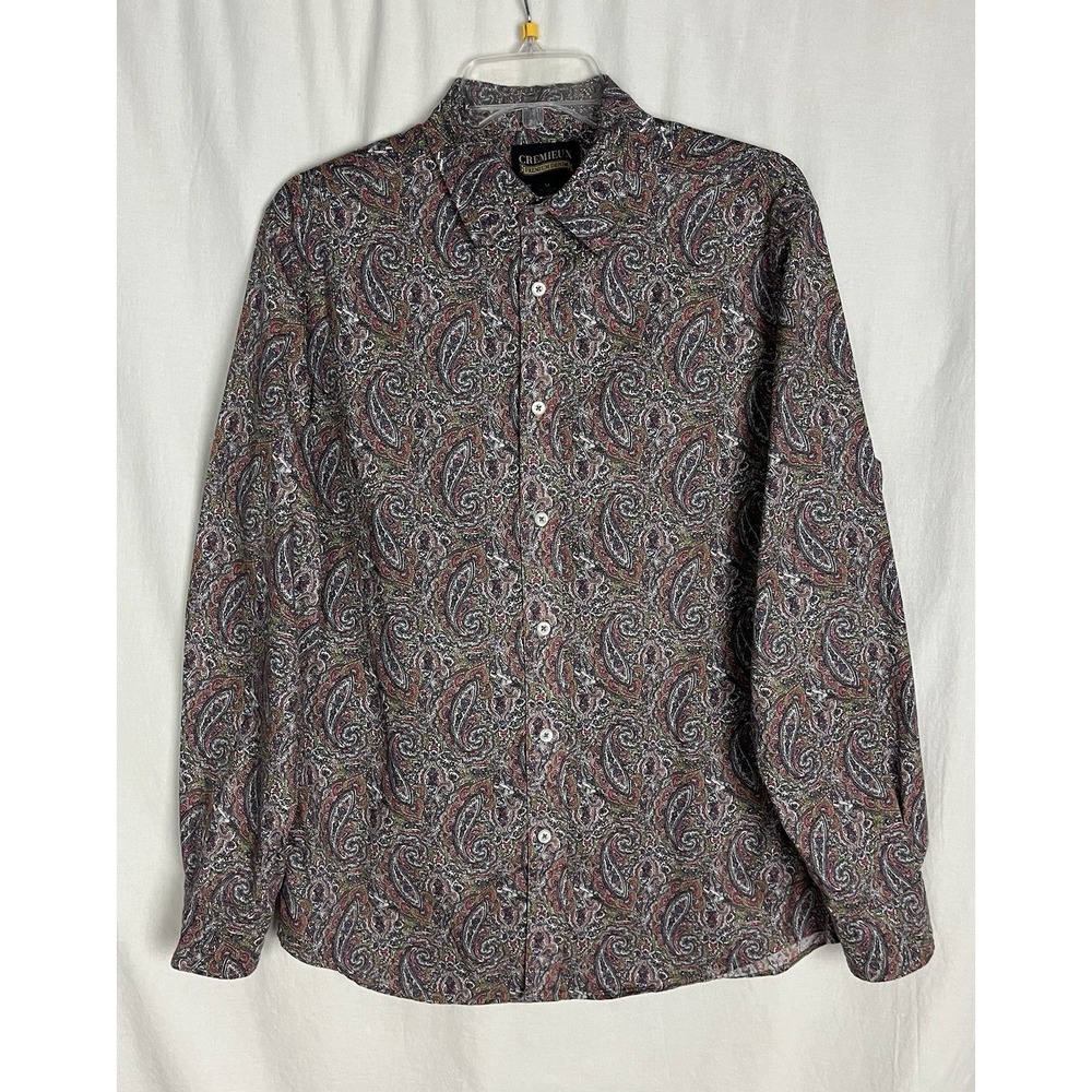 Cremieux Premium Shirt Mens M Paisley Button Up Long Sleeve Purple Pink Cotton